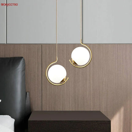 Suspension nordique en métal et verre avec boule LED décorative — LZ4X9P2