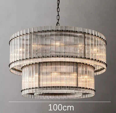 Lustre suspension LED double anneau en cristal doré — LZ4X9P2
