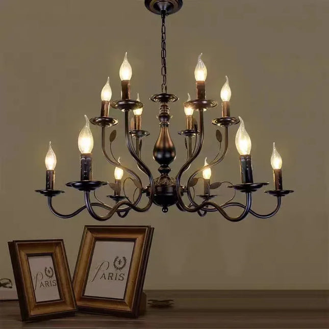 Lustre suspension industriel en fer effet bougie pour intérieur — LZ4X9T2