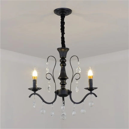 Lustre en fer forgé avec cristaux suspendus pour intérieur raffiné — LZ4X9P2