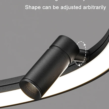 Lustre LED moderne avec anneau et suspension noire — LZ4X9P