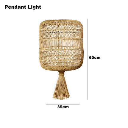 Lampadaire vintage en rotin au design simple et nostalgique — LZ4X9P2