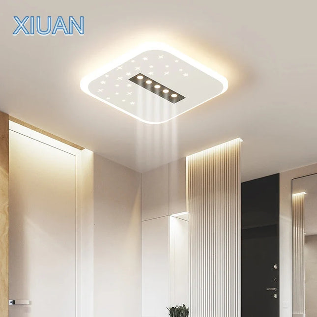 Plafonnier avec spot carré blanc et diffuseur rond nuage — LZ4X9J