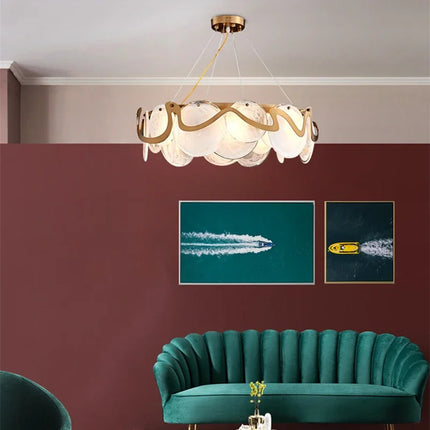 Lustre suspension en verre effet brume nordique — LZ4X9T2