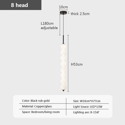 Suspension en verre nordique LED cuivre vent gourde 3-8 tête chevet suspendu décor lampe pour étude chambre salon éclairage