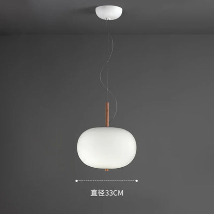 Suspension salon design nordique avec grande boule en verre et bois — LZ4X9T2