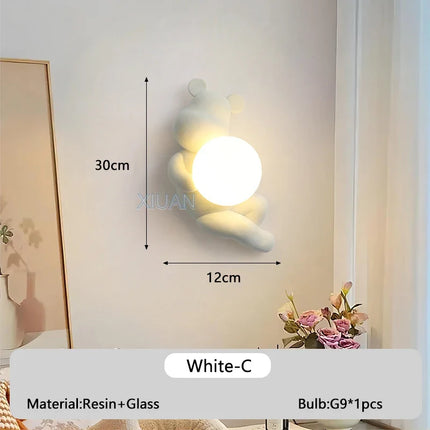 Applique murale enfant en résine et verre motif ours — LZ4J9XQ