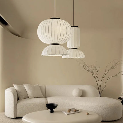Lustre suspension ovale en tissu style soie japonaise — LZ4X9P2
