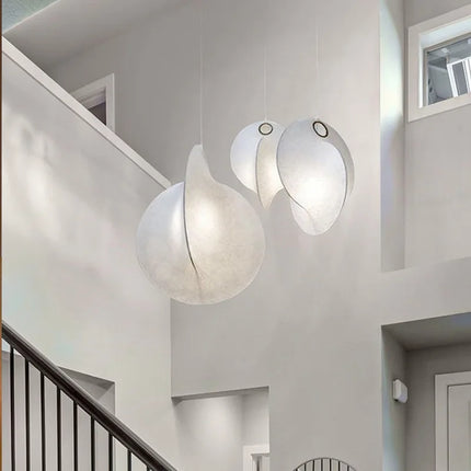 Lustre suspension LED en soie style nordique Wabi Sabi — LZ4X9P2