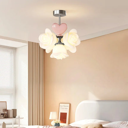 Lustre LED à fleurs roses pour chambre enfant ambiance romantique — LZ4X9P2