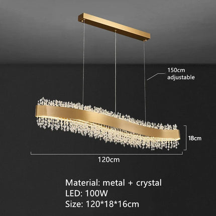 Lustre suspendu en cristal avec structure métal doré réglable — LZ4X9Q2F
