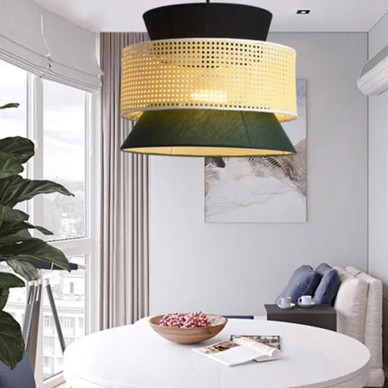 Suspension en rotin tissé style japonais wabi-sabi pour intérieur — LZ4X9M2