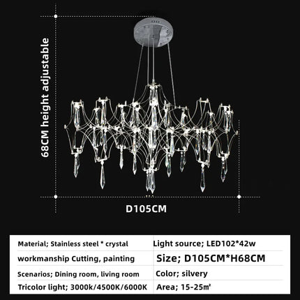 Lustre cube LED en cristal et acier inoxydable post-moderne — LZ4X9T