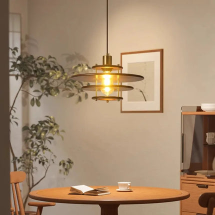 Lustre en bois massif forme soucoupe volante rétro pour bar — LZ4X9T2