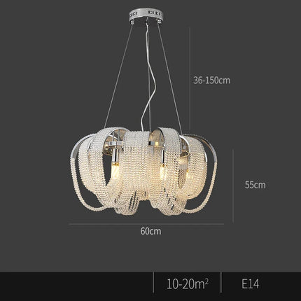 lustre nordique moderne en cristal avec led et glands