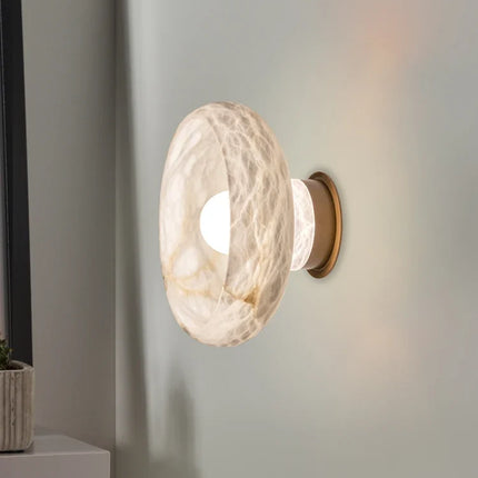 Lampe de chevet en laiton et marbre naturel motif flocon de neige — LZ4X9T