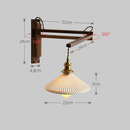 Applique murale LED télescopique style rétro japonais en laiton et verre — LZ4X9P2