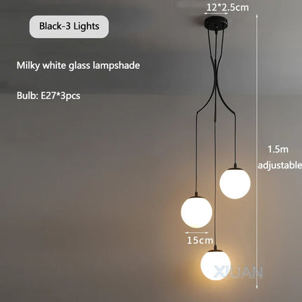 Lustre suspension nordique avec globes en verre laiteux — LZ4P9XQ