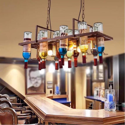Lustre suspension vintage en verre bouteille pour bar et café E27 LED — LZ4X7M