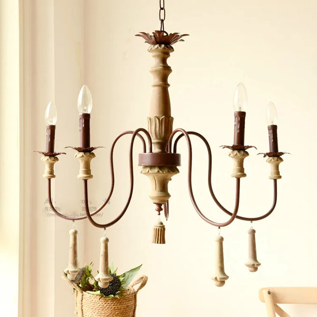 Lustre industriel en résine antique avec bougeoirs LED intégrés — LZ4X9P2Q