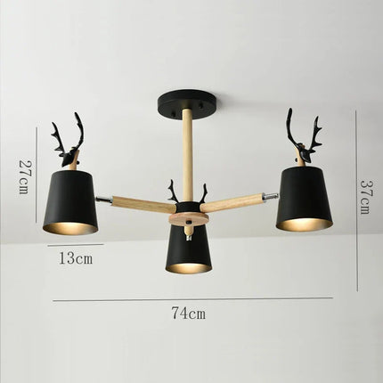 Plafonnier moderne en bois motif cerf pour décoration intérieure — LZ4X9P2