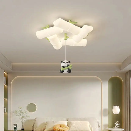 Plafonnier en bambou motif panda pour chambre enfant et maternelle — LZ4X9J