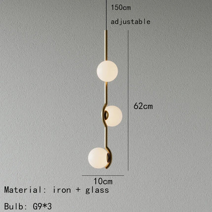 suspension simple en verre et métal avec fil réglable