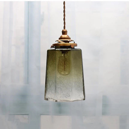 Suspension luxueuse en verre et cuivre style antique — LZ4X9P