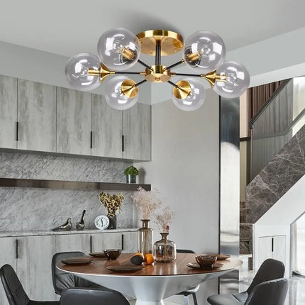 Lustre boule en verre transparent et gris fumé design LED — LZ4X9T1