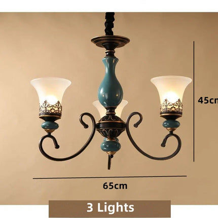Lustre vintage en céramique avec abat-jour en verre classique — LZ4P9X