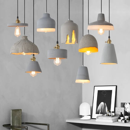 Suspension industrielle avec abat-jour en ciment et béton — LZ4X9T