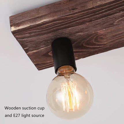 Lustre vintage créatif en bois massif pour salon et restaurant — LZ4X9P