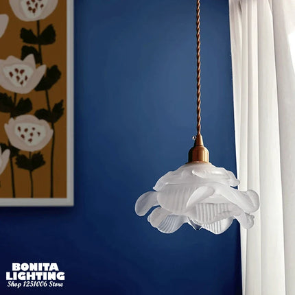 Suspension rétro en verre aux pétales design fait main — LZ4F9Q2