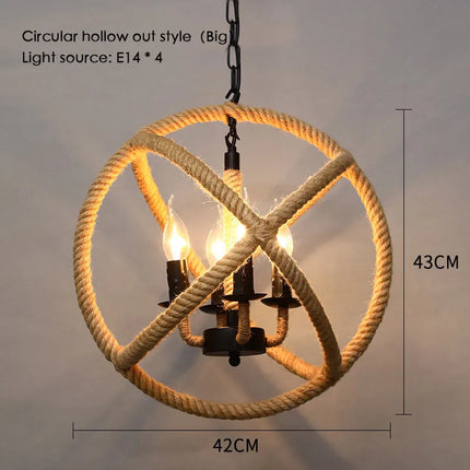 Sisal chanvre corde suspension plafonnier Lustre suspendu Lustre fer main tressage rustique rétro pour salle à manger décor