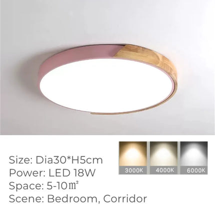 Plafonnier LED rond ultra-fin effet grain de bois — LZ4X9P2Q