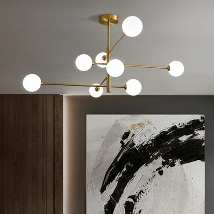 Lustre nordique en cuivre avec verre créatif et forme haricot — LZ4D9XQ