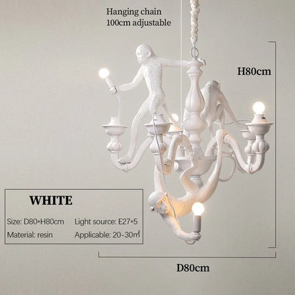Plafonnier LED suspendu en résine avec singe grimpeur design nordique — LZ4X9P2