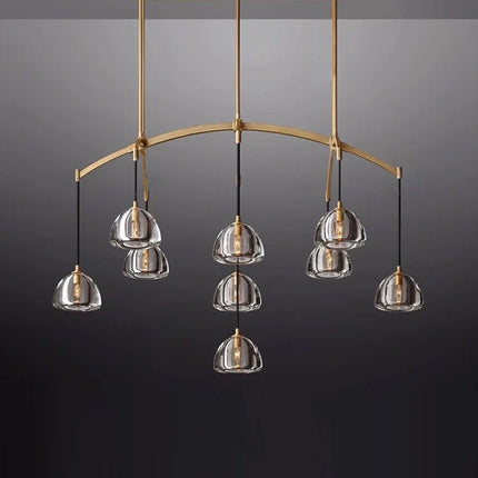 Lustre vintage en cristal et cuivre pour éclairage élégant — LZ4P9X
