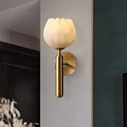 Applique murale Art déco en marbre et laiton forme fleur — LZ4G7XQ