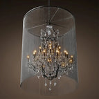Cristal gris fumé / D43xH56cm 4 Lumières / Chandelier noir | Blanc froid