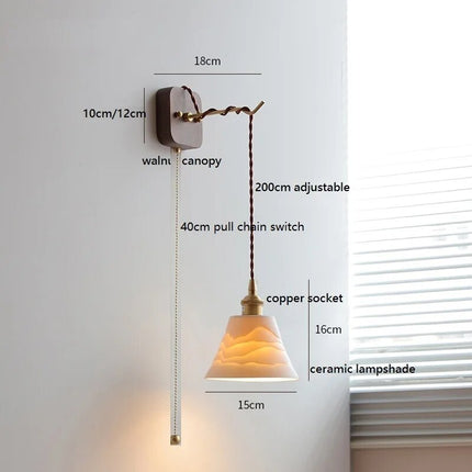 Applique murale LED moderne en noyer et cuivre avec prise — LZ4X9P