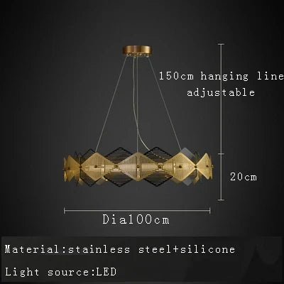 lustre post-moderne en acier inoxydable suspension led minimaliste italienne