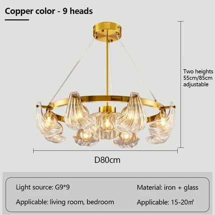 Lustre en verre coquille avec lampes LED créatives — LZ4N7Q2J