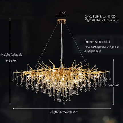Lustre suspension moderne en cristal goutte de pluie décoratif — LZ4P9XJ