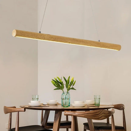 Suspension ronde en bois massif style nordique avec éclairage LED — LZ4X9P2Q
