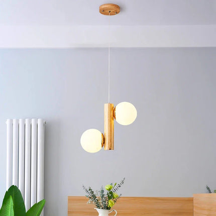 Suspension en bois et verre pour éclairage de restaurant — LZ4X9Q2M