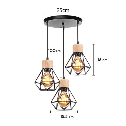 Suspension industrielle vintage en bois avec éclairage LED — LZ4P9XQ2