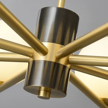 Suspension luxe en cuivre doré avec globes en verre blanc — LZ4X9P2