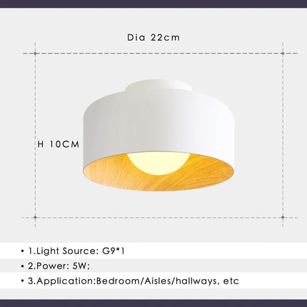 Plafonnier LED rond effet bois noyer style nordique pour salon et chambre — LZ4X9P