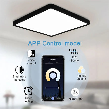Plafonnier LED carré connecté avec commande vocale Alexa et Google — LZ4X9P